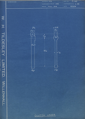 Levis Compressors LTD C82 Clutch Lever WH Tildesley Forging Technical Drawing