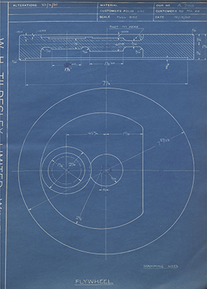 Levis Compressors LTD MA68 Flywheel WH Tildesley Forging Technical Drawing