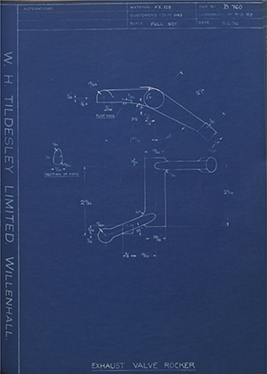 Levis Compressors LTD MD49 Exhaust Valve Rocker WH Tildesley Forging Technical Drawing