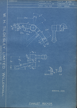 Levis Compressors LTD SA107 Exhaust Rocker WH Tildesley Forging Technical Drawing