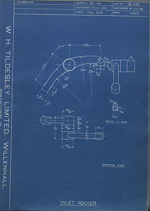 Levis Compressors LTD SA108 Inlet Rocker WH Tildesley Forging Technical Drawing