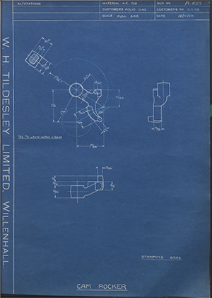 Levis Compressors LTD SA58 Cam Rocker WH Tildesley Forging Technical Drawing