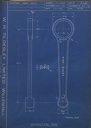 Levis Compressors LTD SA75 Connecting Rod WH Tildesley Forging Technical Drawing