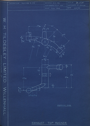 Levis Compressors LTD SD30 Exhaust Top Rocker WH Tildesley Forging Technical Drawing