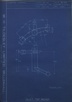 Levis Compressors LTD SD31 Inlet Top Rocker WH Tildesley Forging Technical Drawing