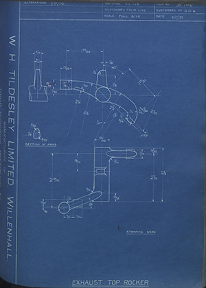 Levis Compressors LTD SD6 Exhaust Top Rocker WH Tildesley Forging Technical Drawing