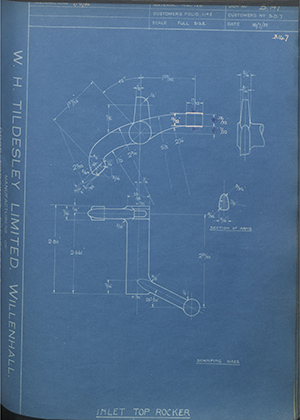 Levis Compressors LTD SD7 Inlet Top Rocker WH Tildesley Forging Technical Drawing