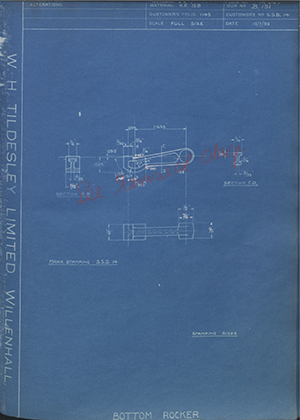 Levis Compressors LTD SSD14 Bottom Rocker WH Tildesley Forging Technical Drawing