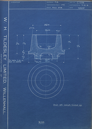 Levis Compressors LTD V101S Boss WH Tildesley Forging Technical Drawing