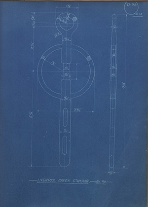 Liverpool Cheek Stamping - No96 WH Tildesley Forging Technical Drawing