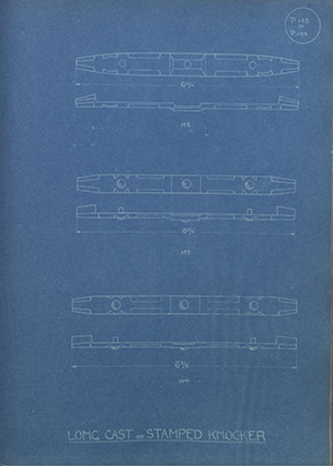 Long Cast or Stamped Knocker WH Tildesley Forging Technical Drawing