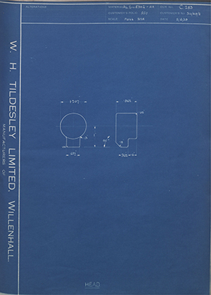 Machining Limited 3111/49/2 Head WH Tildesley Forging Technical Drawing