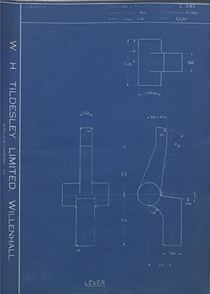 Machining Limited 3111/50/11 Lever WH Tildesley Forging Technical Drawing