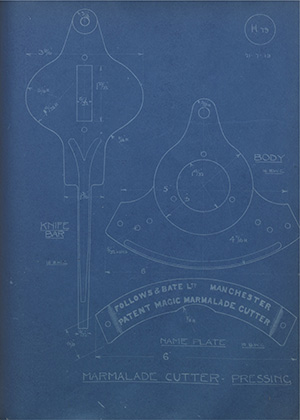 Machining Ltd Marmalade Cutter Pressing WH Tildesley Forging Technical Drawing