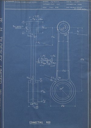 Matchless Motorcycles LTD 010311 Connecting Rod WH Tildesley Forging Technical Drawing