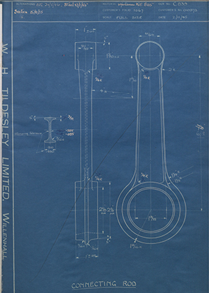 Matchless Motorcycles LTD 010973 Connecting Rod WH Tildesley Forging Technical Drawing