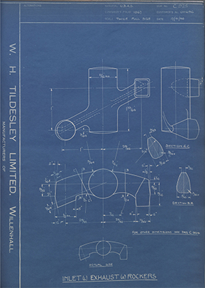 Matchless Motorcycles LTD 011696 Inlet L Exhaust R Rockers WH Tildesley Forging Technical Drawing