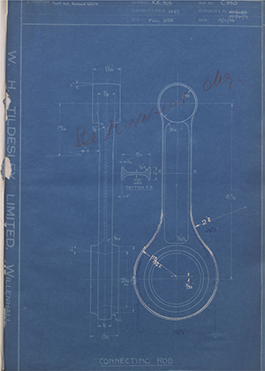 Matchless Motorcycles LTD 012187 / 019492 Connecting Rod WH Tildesley Forging Technical Drawing