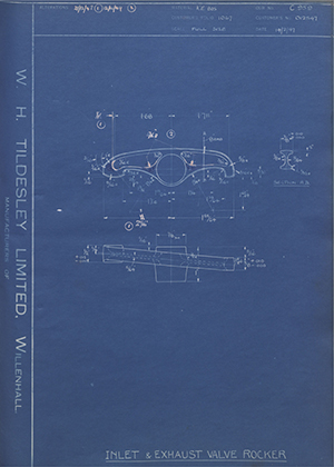 Matchless Motorcycles LTD 012547 Inlet & Exhaust Valve Rocker WH Tildesley Forging Technical Drawing