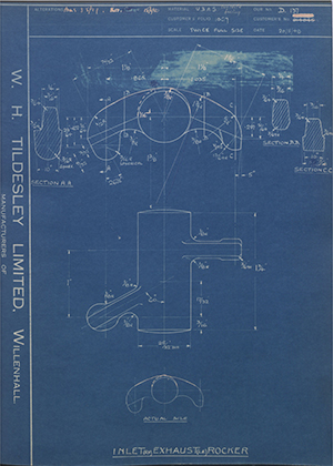 Matchless Motorcycles LTD 014045 Inlet RH Exhaust LH Rocker WH Tildesley Forging Technical Drawing