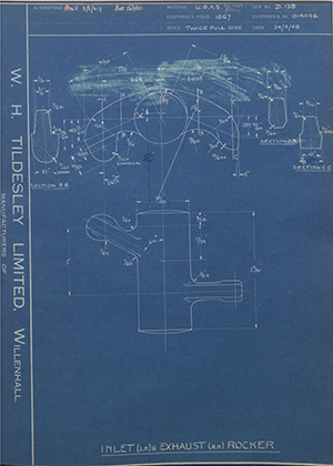 Matchless Motorcycles LTD 014046 Inlet LH Exhaust RH Rocker WH Tildesley Forging Technical Drawing