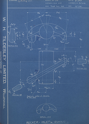 Matchless Motorcycles LTD 015642 Rocker Inlet RH Exhaust LH WH Tildesley Forging Technical Drawing