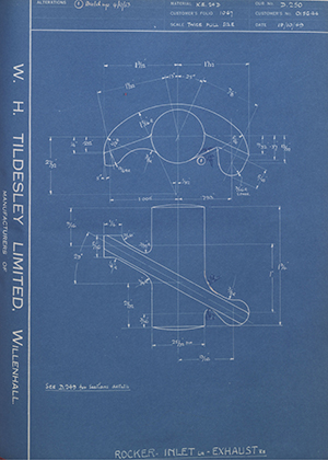 Matchless Motorcycles LTD 015644 Rocker Inlet LH Exhaust RH WH Tildesley Forging Technical Drawing