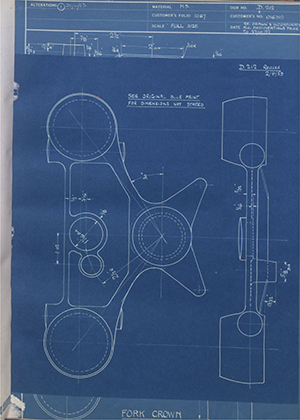 Matchless Motorcycles LTD 016315 Fork Crown WH Tildesley Forging Technical Drawing