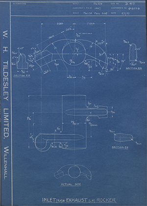 Matchless Motorcycles LTD 018528 Inlet RH & Exhaust LH Rocker WH Tildesley Forging Technical Drawing