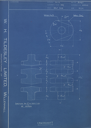 Matchless Motorcycles LTD 019312 Crankshaft WH Tildesley Forging Technical Drawing