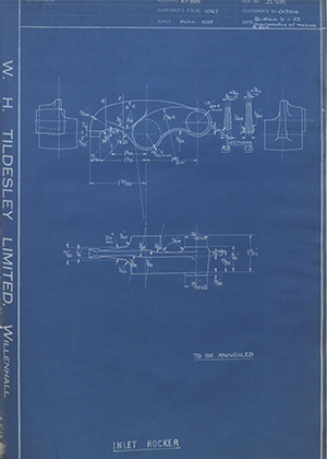 Matchless Motorcycles LTD 019316 Inlet Rocker WH Tildesley Forging Technical Drawing