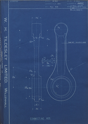 Matchless Motorcycles LTD 019492 / 020225 Connecting Rod WH Tildesley Forging Technical Drawing