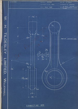 Matchless Motorcycles LTD 019492 Connecting Rod WH Tildesley Forging Technical Drawing