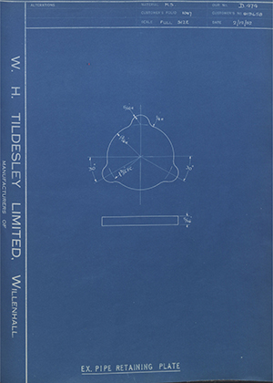 Matchless Motorcycles LTD 019658 EX Pipe Retaining Plate WH Tildesley Forging Technical Drawing