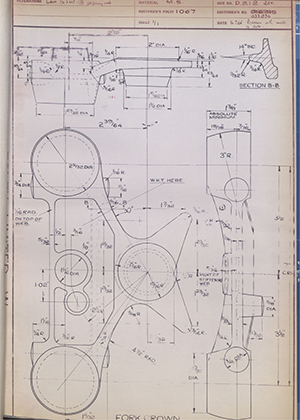 Matchless Motorcycles LTD 032036 Fork Crown WH Tildesley Forging Technical Drawing