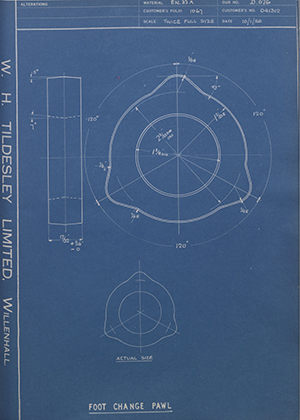 Matchless Motorcycles LTD 041312 Foot Change Pawl WH Tildesley Forging Technical Drawing