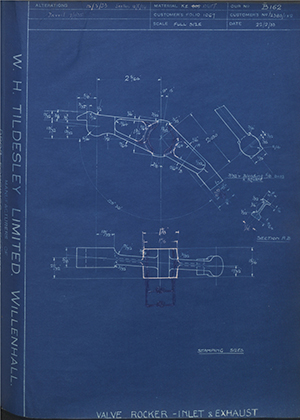 Matchless Motorcycles LTD 12385 / 1 & 2 Valve Rocker - Inlet & Exhaust WH Tildesley Forging Technical Drawing