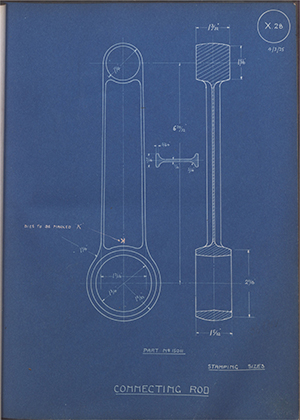 Matchless Motorcycles LTD 15011 Connecting Rod WH Tildesley Forging Technical Drawing