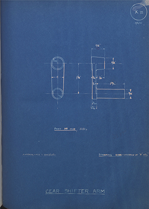 Matchless Motorcycles LTD 15110 / 15334 Gear Shifter Arm WH Tildesley Forging Technical Drawing