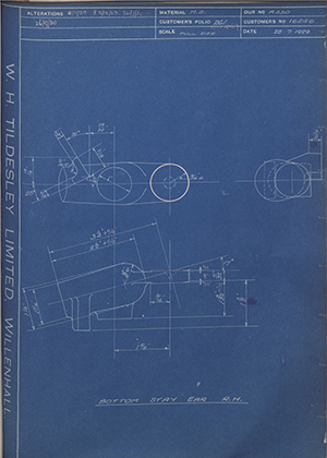 Matchless Motorcycles LTD 16246 Bottom Stay Ear - RH WH Tildesley Forging Technical Drawing