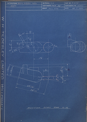 Matchless Motorcycles LTD 16247 Bottom Stay Ear - LH WH Tildesley Forging Technical Drawing