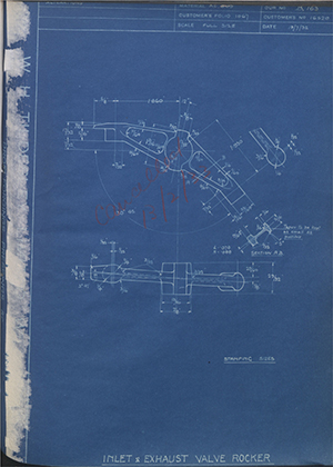 Matchless Motorcycles LTD 16529 Inlet & Exhaust Valve Rocker WH Tildesley Forging Technical Drawing