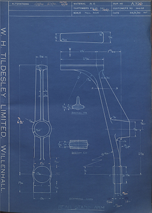 Matchless Motorcycles LTD 16658 Rear Stand Arm WH Tildesley Forging Technical Drawing