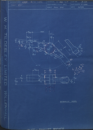 Matchless Motorcycles LTD 17560 Inlet Exhaust Rocker WH Tildesley Forging Technical Drawing