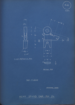 Matchless Motorcycles LTD 20129 Rear Stand Ear - RH - 2 1/4 WH Tildesley Forging Technical Drawing