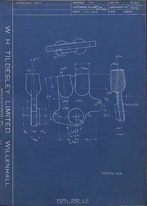 Matchless Motorcycles LTD 3639 / 3838 Fork End - LH WH Tildesley Forging Technical Drawing