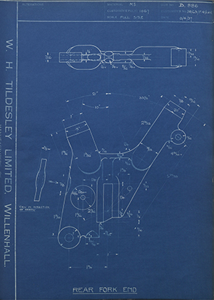 Matchless Motorcycles LTD 38/G3/F4/L&R Rear Fork End WH Tildesley Forging Technical Drawing