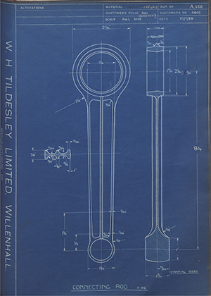 Matchless Motorcycles LTD 3807 Connecting Rod 996 WH Tildesley Forging Technical Drawing