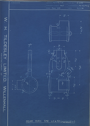 Matchless Motorcycles LTD 40/185/F4LR Rear Fork End LH & RH WH Tildesley Forging Technical Drawing