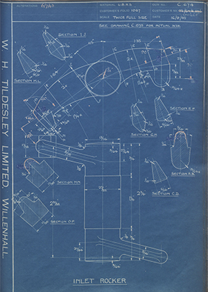 Matchless Motorcycles LTD 42/G4/E59/4 / 010468 Inlet Rocker WH Tildesley Forging Technical Drawing